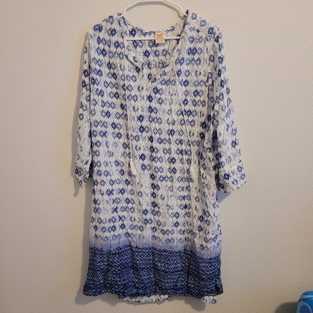 Faded Glory Blue and White Rayon Dress #230